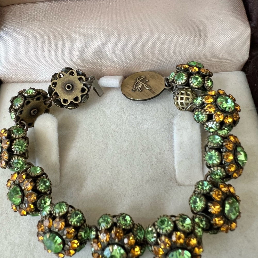 Saint Vintage green, yellow bracelet, NEW in velvet box